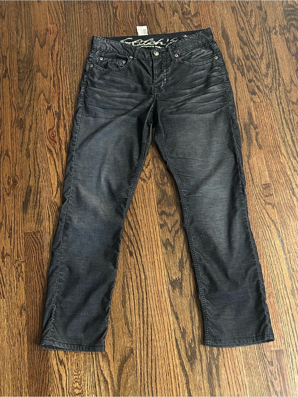 NWT Stitch's Black Corduroy Pants Coated Worn Finish SZ 31